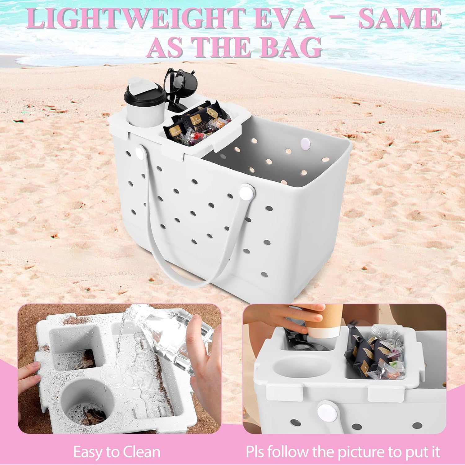 Cup Holder Tray - For Large Bag || White