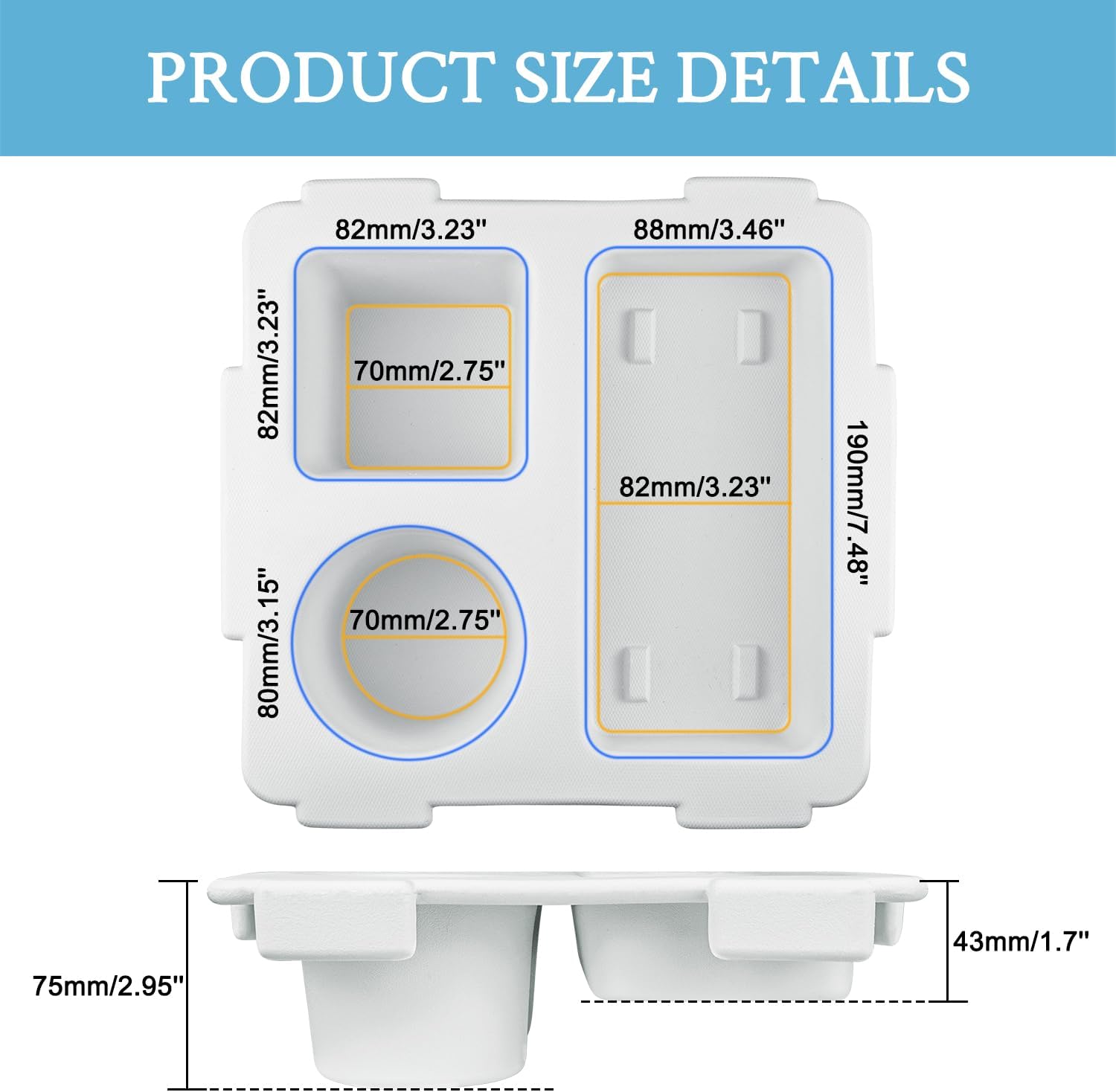 Cup Holder Tray - For Large Bag || White