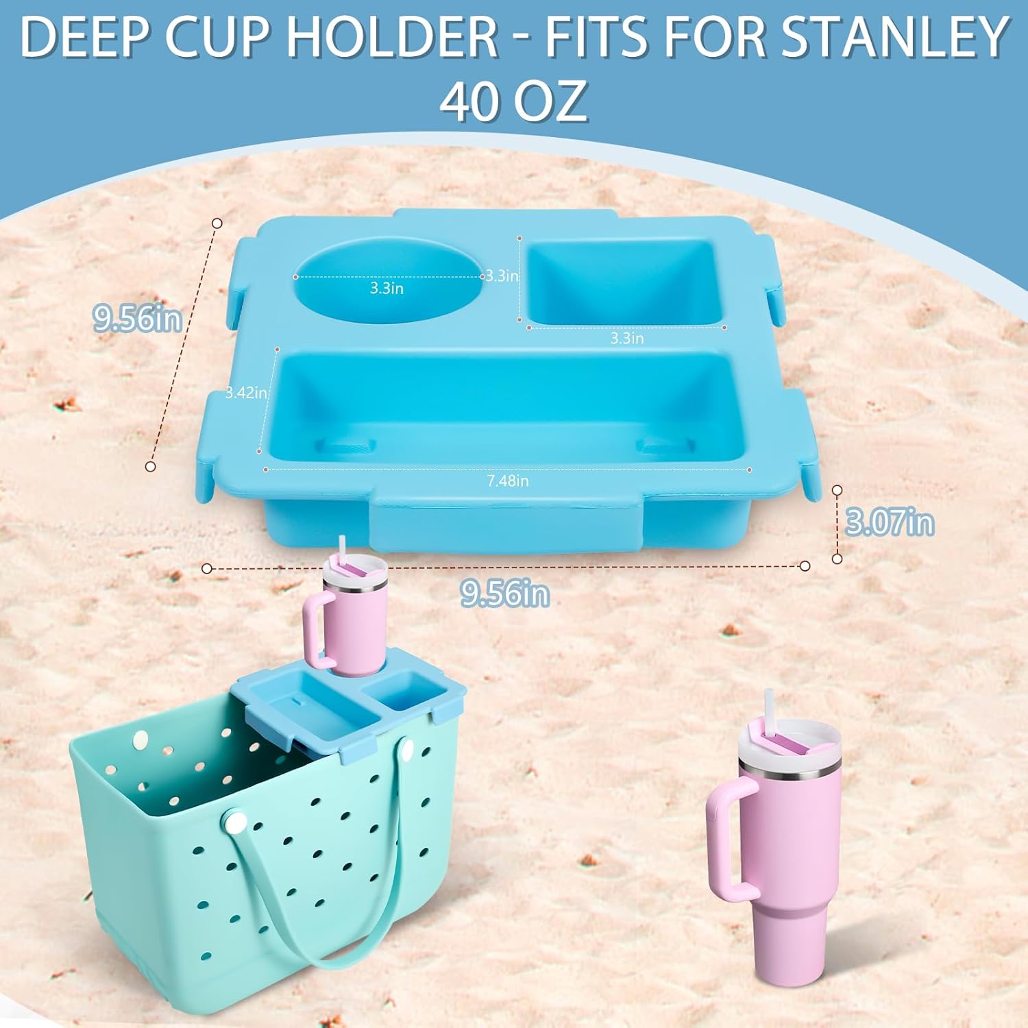 Cup Holder Tray - For Large Bag || Lake Blue