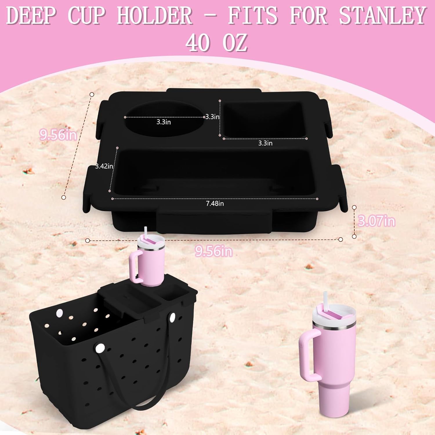 Cup Holder Tray - For Large Bag || Black
