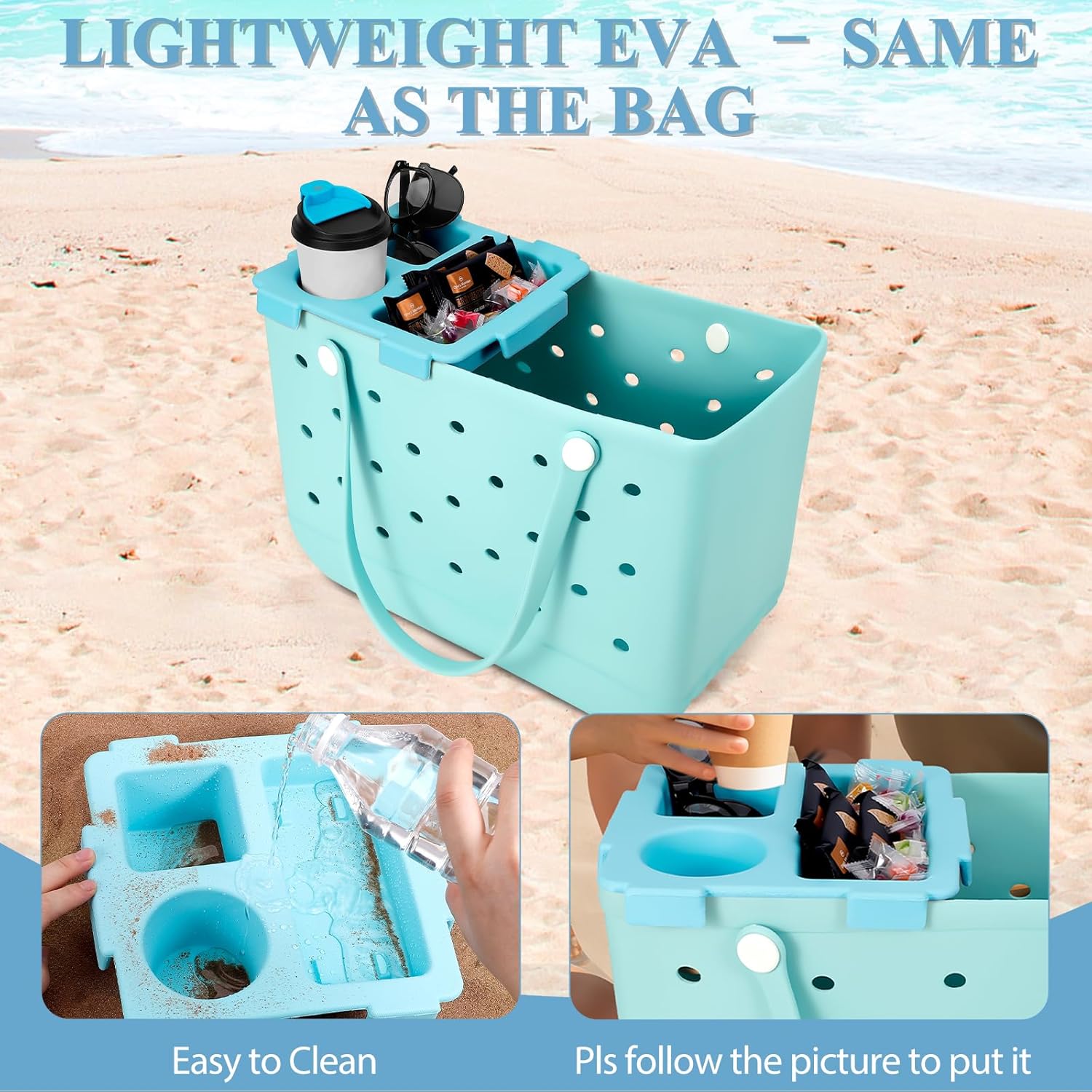 Cup Holder Tray - For Large Bag || Lake Blue